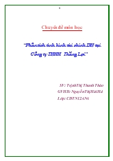 Chuyên đề Phân tích tình hình tài chính doanh nghiệp tại Công ty TNHH Thắng Lợi