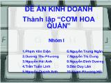 Đề án Kinh doanh thành lập “cơm hoa quán”