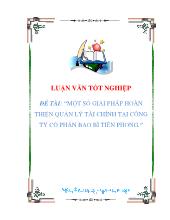 Đề án Một số giải pháp hoàn thiện quản lý tài chính tại công ty cổ phần bao bì Tiền Phong