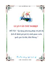 Đề tài Áp dụng phương pháp chi phí du lịch để đánh giá giá trịcảnh quan vườn quốc gia Cát Bà, Hải Phòng