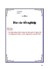 Đề tài Các biện pháp nhằm nâng cao hiệu quả sử dụng vốn lưu động tại Công ty xuất nhập khẩu máy Hà Nội