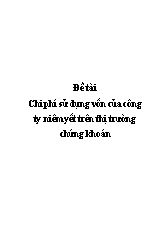 Đề tài Chi phí sử dụng vốn của công ty niêm yết trên thị trường chứng khoán