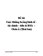 Đề tài Cuộc khủng hoảng kinh tế - Tài chính – Tiền tệ Đông nam á – Châu Á (Thái lan)