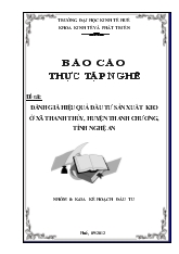Đề tài Đánh giá hiệu quả đầu tư sản xuất keo ở xã Thanh Thủy, huyện Thanh Chương, tỉnh Nghệ An