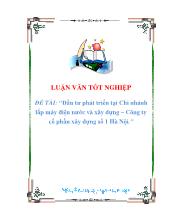 Đề tài Đầu tư phát triển tại Chi nhánh lắp máy điện nước và xây dựng – Công ty cổ phần xây dựng số 1 Hà Nội