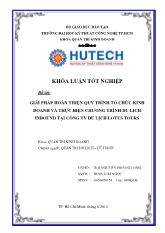 Đề tài Giải pháp hoàn thiện qui trình tổ chức kinh doanh và thực hiện chương trình du lịch Inbound tại công ty du lịch Lotus tours