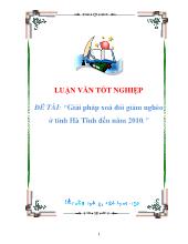 Đề tài Giải pháp xoá đói giảm nghèo ở tỉnh Hà Tĩnh đến năm 2010