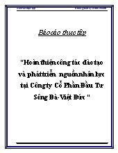 Đề tài Hoàn thiện công tác đào tạo và phát triển nguồn nhân lực tại công ty cổ phần đầu tư sông Đà - Việt Đức