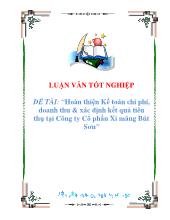 Đề tài Hoàn thiện kết oán chi phí, doanh thu và xác định kết quả tiêu thụ tại công ty cổ phần xi măng Bút Sơn