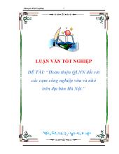 Đề tài Hoàn thiện quản lý nhà nước đối với các cụm công nghiệp vừa và nhỏ trên địa bàn Hà Nội