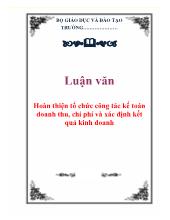 Đề tài Hoàn thiện tổ chức công tác kế toán doanh thu, chi phí và xác định kết quả kinh doanh