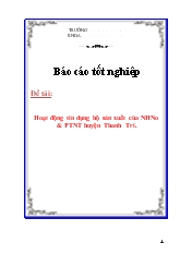 Đề tài Hoạt động tín dụng hộ sản xuất của ngân hàng nông nghiệp và phát triển nông thôn huyện Thanh Trì