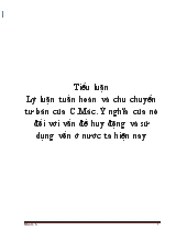 Đề tài Lý luận tuần hoàn và chu chuyển tư bản của C.Mác - Ý nghĩa của nó đối với vấn đề huy động và sử dụng vốn ở nước ta hiện nay