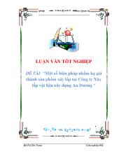 Đề tài Một số biện pháp nhằm hạ giá thành sản phẩm xây lắp tại công ty xây lắp vật liệu xây dựng An Dương