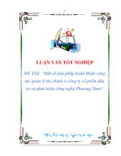 Đề tài Một số giải pháp hoàn thiện công tác quản lý tài chính ở công ty cổ phần đầu tư và phát triển công nghệ Phương Nam