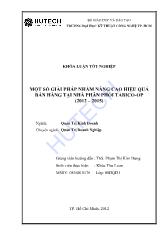 Đề tài Một số giải pháp nhằm nâng cao hiệu quả bán hàng tại nhà phân phối tabico - Op (2012 – 2015)