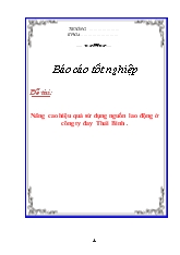 Đề tài Nâng cao hiệu quả sử dụng nguồn lao động ở công ty đay Thái Bình