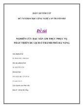 Đề tài Nghiên cứu đặc sản ẩm thực phục vụ phát triển du lịch ở thành phố Đà Nẵng