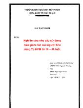Đề tài Nghiên cứu nhu cầu sử dụng sữa giảm cân của người tiêu dùng TP Hồ Chí Minh từ 16 – 40 tuổi