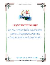 Đề tài Phân tích hoạt động sản xuất kinh doanh của công ty TNHH thế giới nước