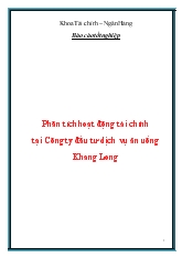 Đề tài Phân tích hoạt động tài chính tại Công ty đầu tư dịch vụ ăn uống Khang Long