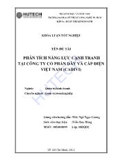 Đề tài Phân tích năng lực cạnh tranh tại công ty cổ phần dây và cáp điện Việt Nam (cadivi)