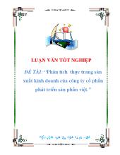 Đề tài Phân tích thực trang sản xuất kinh doanh của công ty cổ phần phát triển sản phẩn Việt