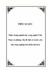 Đề tài Thực trạng nguồn lực cong ngừơi Việt Nam và những vấn đề đặt ra trước yêu cầu công nghiệp hoá hiện đại hoá
