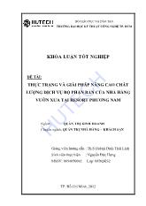 Đề tài Thực trạng và giải pháp nâng cao chất lượng dịch vụ bộ phận bàn của nhà hàng vườn xưa tại resort Phương Nam