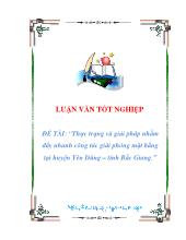 Đề tài Thực trạng và giải pháp nhằm đẩy nhanh công tác giải phóng mặt bằng tại huyện Yên Dũng – tỉnh Bắc Giang