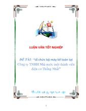Đề tài Tổ chức bộ máy kế toán tại Công ty TNHH Nhà nước một thành viên điện cơ Thống Nhất
