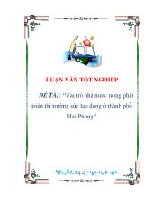 Đồ án Vai trò nhà nước trong phát triển thị trường sức lao động tại thành phố Hải Phòng