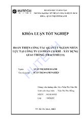 Hoàn thiện công tác quản lý nguồn nhân lực tại công ty cổ phần cơ khí - Xây dựng giao thông