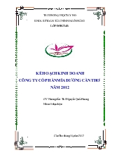 Kế hoạch kinh doanh công ty cổ phần mía đường Cần Thơ năm 2012