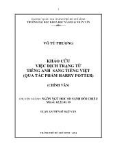Khảo cứu việc dịch trạng từ Tiếng Anh sang Tiếng Việt (Qua tác phẩm Harry potter)