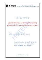 Khóa luận Giải pháp nâng cao chất lượng dịch vụ bộ phận lễ tân – Khách sạn palace Sài Gòn