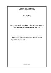 Khóa luận Kiểm định và so sánh các mô hình biến đổi amino acid cho virút cúm