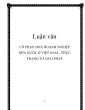 Luận văn Cổ phần hoá doanh nghiệp nhà nước ở Việt Nam - Thực trạng và giải pháp