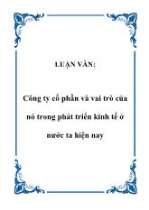 Luận văn Công ty cổ phần và vai trò của nó trong phát triển kinh tế tại nước ta hiện nay