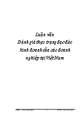 Luận văn Đánh giá thực trạng đạo đức kinh doanh của các doanh nghiệp tại Việt Nam