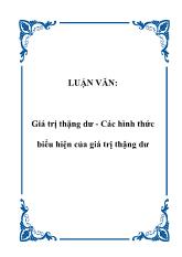 Luận văn Giá trị thặng dư - Các hình thức biểu hiện của giá trị thặng dư