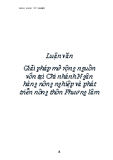 Luận văn Giải pháp mở rộng nguồn vốn tại Chi nhánh Ngân hàng nông nghiệp và phát triển nông thôn Phương lâm