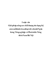 Luận văn Giải pháp nâng cao chất lượng tín dụng hộ sản xuất kinh doanh tại chi nhánh ngân hàng nông nghiệp và phát triển nông thôn nam Hà Nội