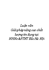 Luận văn Giải pháp nâng cao chất lượng tín dụng tại ngân hàng nông nghiệp và phát triển nông thôn Bắc Hà Nội