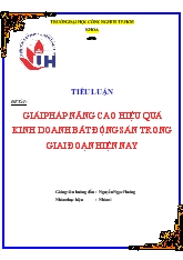 Luận văn Giải pháp nâng cao hiệu quả kinh doanh bất động sản trong giai đoạn hiện nay