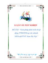 Luận văn Giải pháp phát triển hoạt động thị trường kinh doanh thương mại tại chi nhánh ngân hàng nông nghiệp và phát triển nông thôn Nam Hà Nội
