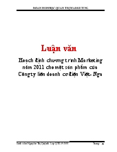 Luận văn Hoạch định chương trình Marketing năm 2011 cho một sản phẩm của Công ty liên doanh cơ điện Việt - Nga