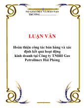 Luận văn Hoàn thiện công tác bán hàng và xác định kết quả hoạt động kinh doanh tại Công ty TNHH Gas Petrolimex Hải Phòng
