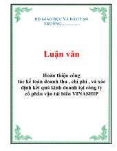 Luận văn Hoàn thiện công tác kế toán doanh thu, chi phí, và xác định kết quả kinh doanh tại công ty cổ phần vận tải biển VINASHIP
