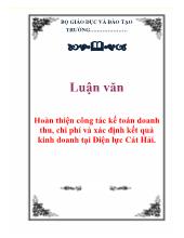Luận văn Hoàn thiện công tác kế toán doanh thu, chi phí và xác định kết quả kinh doanh tại Điện lực Cát Hải